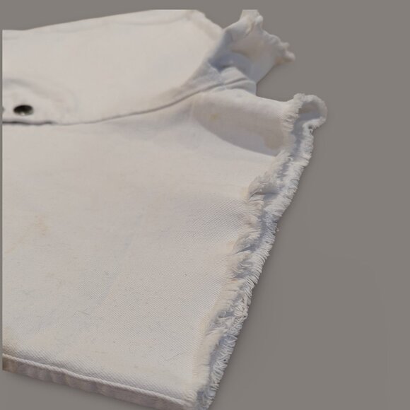 White Button Front Denim Shorts - Large - Picture 9 of 12